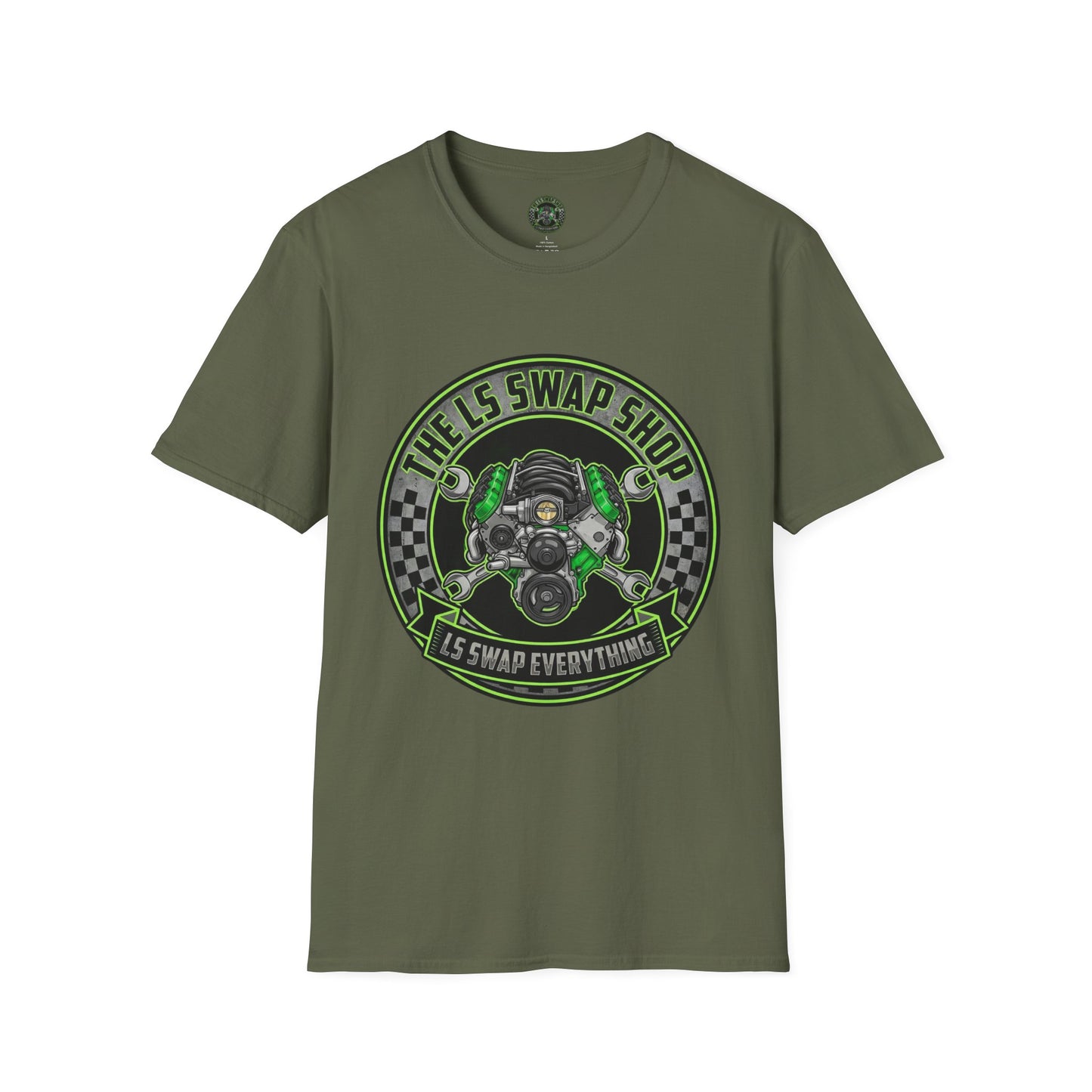 LS Swap Shop T-Shirt — "LS Swap Everything" Engine Logo Tee